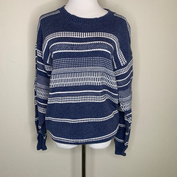Vintage Jantzen Blue Crew Neck Sweater Medium Cotton - Picture 1 of 9